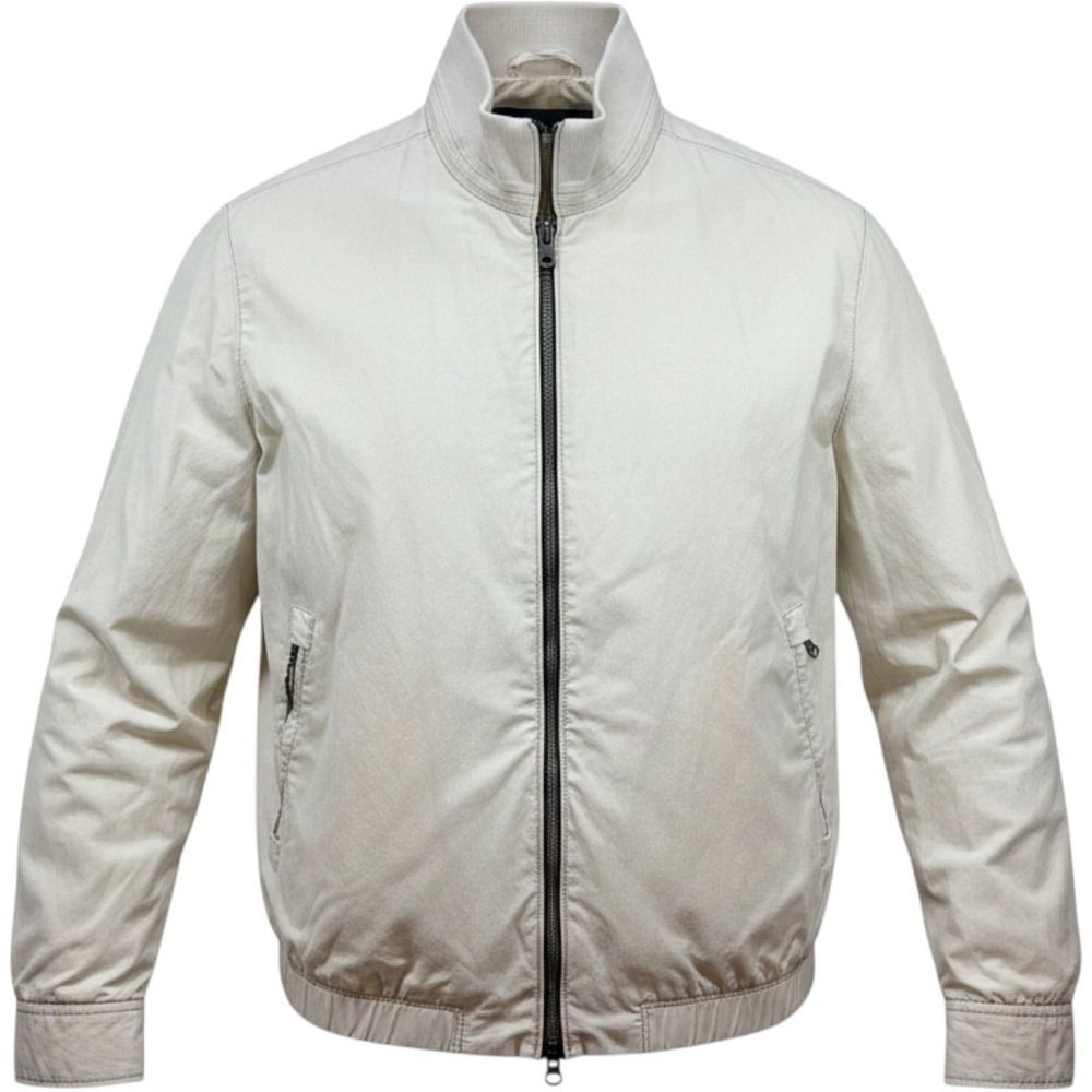 Tommy Bahama Mens XL Cream Full Zip Cotton Nylon Bomber Jacket Marlin Logo